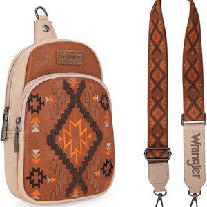 Wrangler Aztec Crossbody Sling Bag for Women - Fanny Pack & Chest Bag Purse